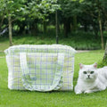 Plaid Cat Carrier Bag - Stylish Comfort for Your Feline Friend